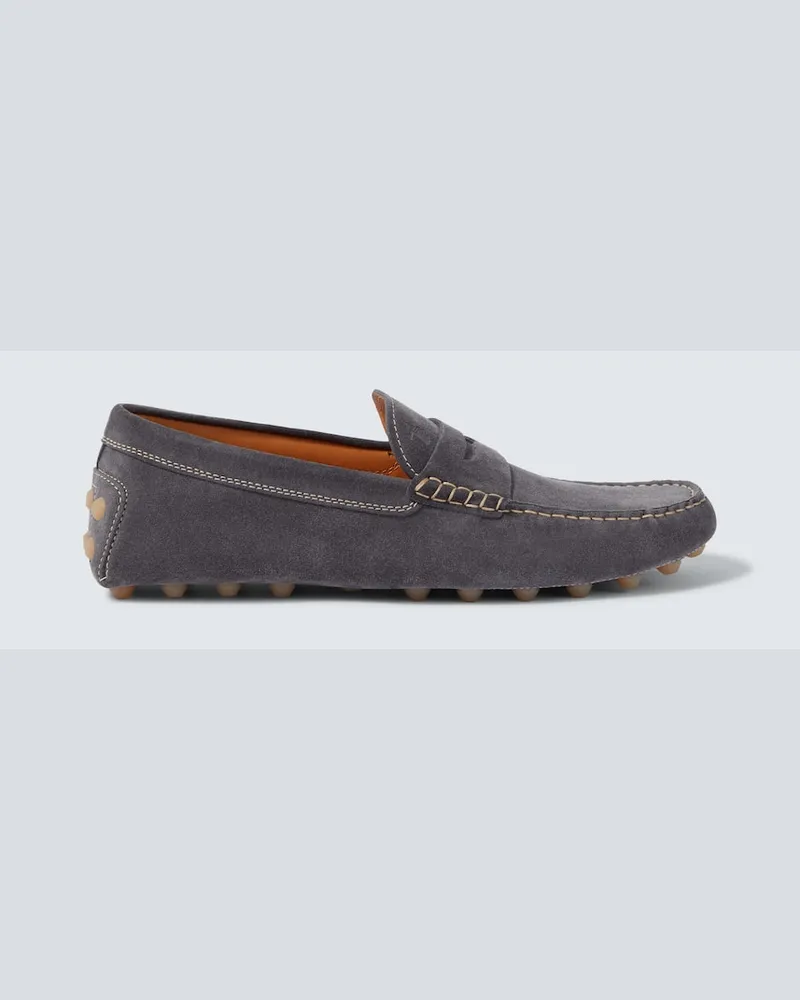 TOD'S Mokassins Gommino Bubble aus Veloursleder Grau