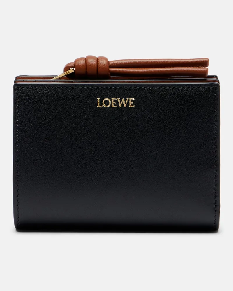 Loewe Portemonnaie Knot aus Leder Schwarz