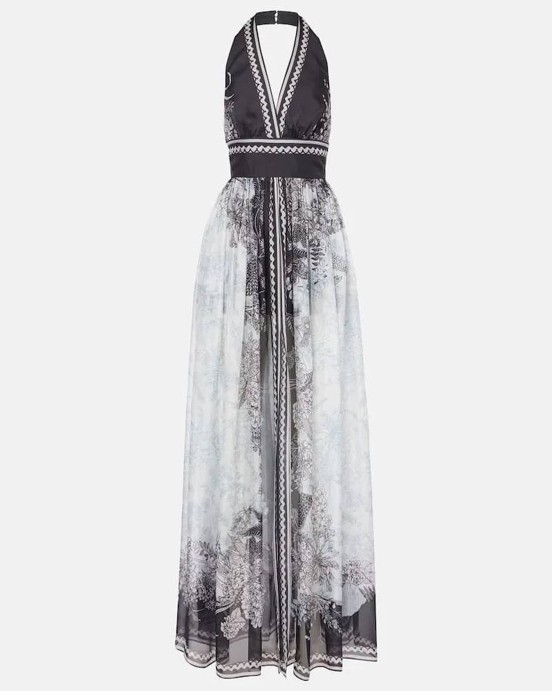 Elie Saab Maxikleid aus Seiden-Chiffon Schwarz