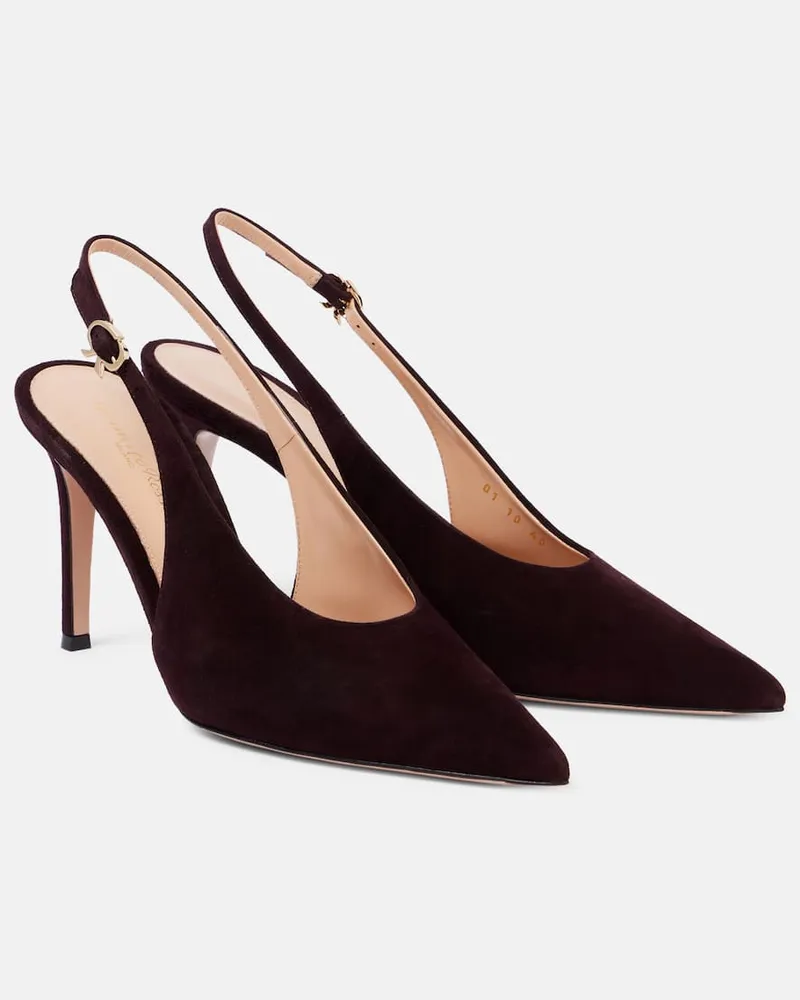 Gianvito Rossi Slingback-Pumps Robbie aus Veloursleder Burgunderrot