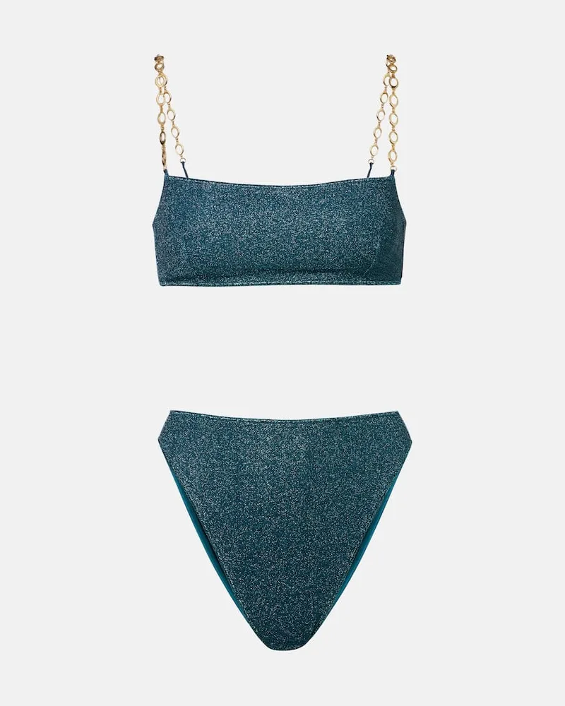 Oséree Oséree Bikini Lumière O Chain aus Lamé Blau