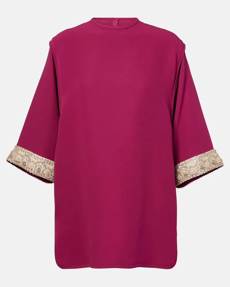 Valentino Garavani Verziertes Top aus Cady Couture Rosa