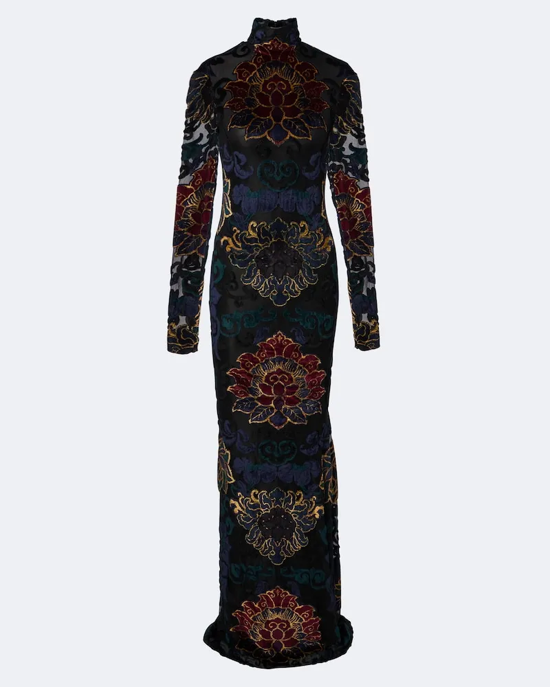 Etro Bestickte Robe aus Samt Multicolor