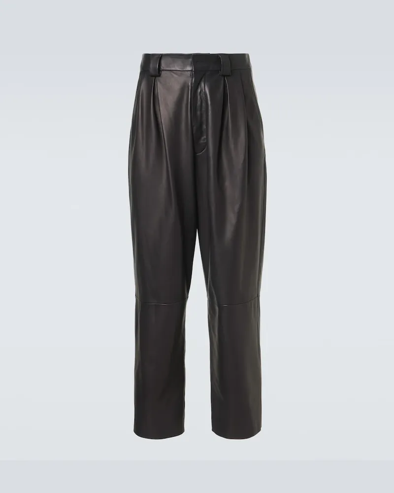 Giorgio Armani Archivio Gerade Hose aus Leder Schwarz