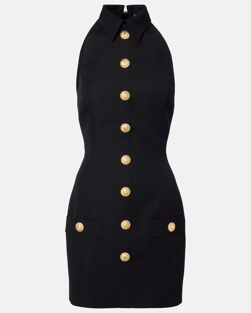 Balmain Minikleid aus Wolle Schwarz