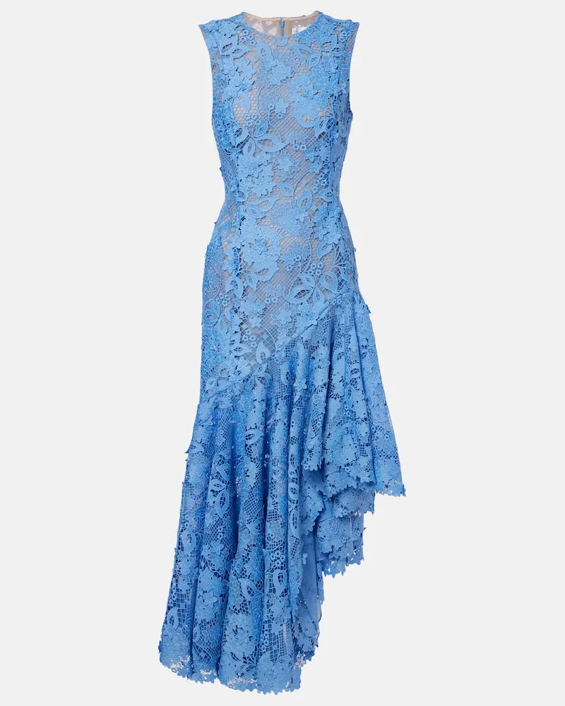 Oscar de la Renta Besticktes Cocktailkleid Blau