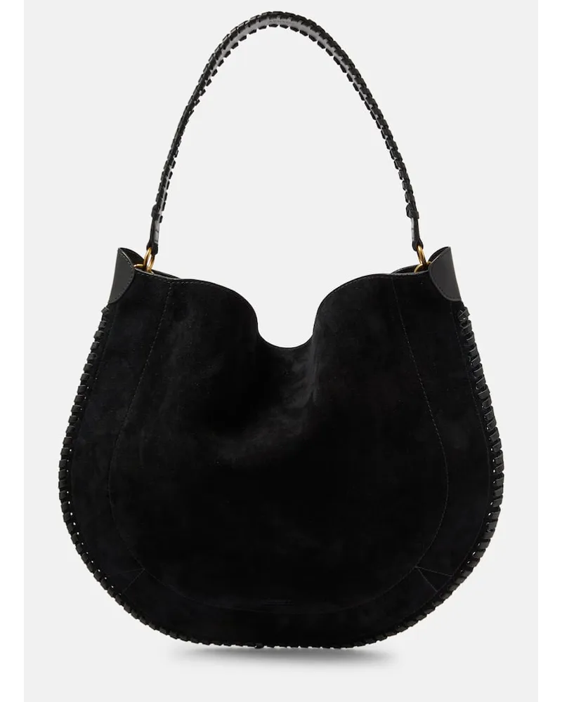 Isabel Marant Tote Oskan Large aus Veloursleder Schwarz