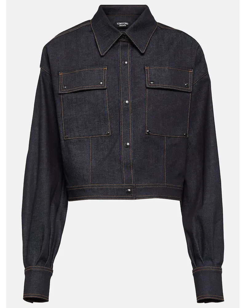 Tom Ford Cropped-Jeansjacke Blau