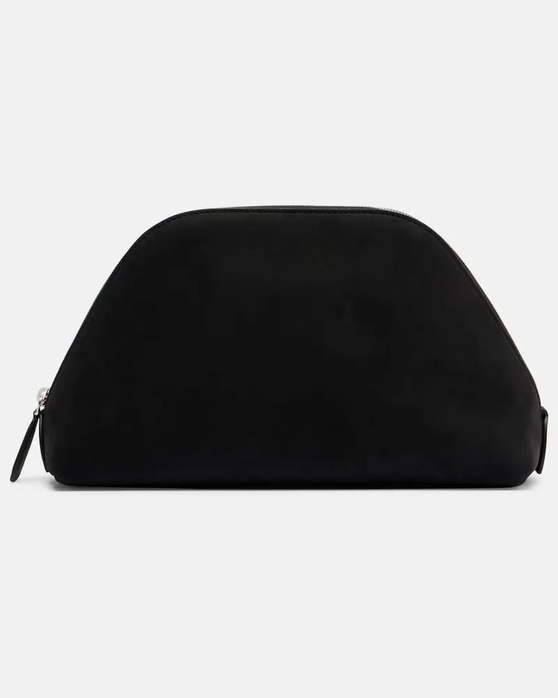 The Row Clutch Devon aus Veloursleder Schwarz