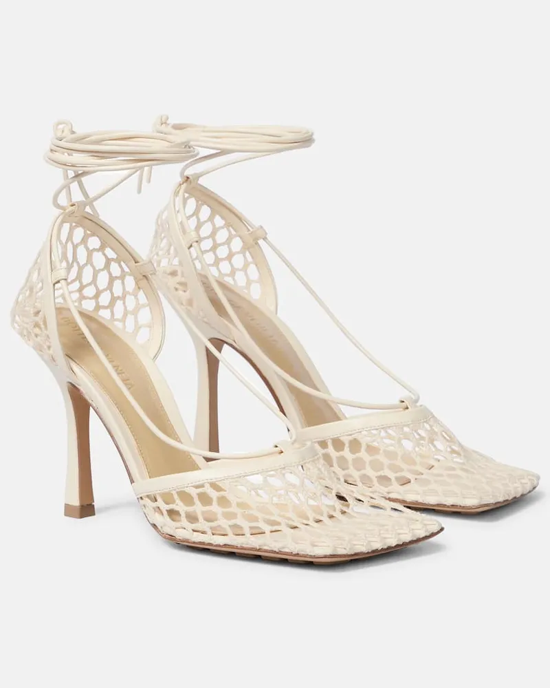 Bottega Veneta Pumps Stretch aus Mesh und Leder Weiß