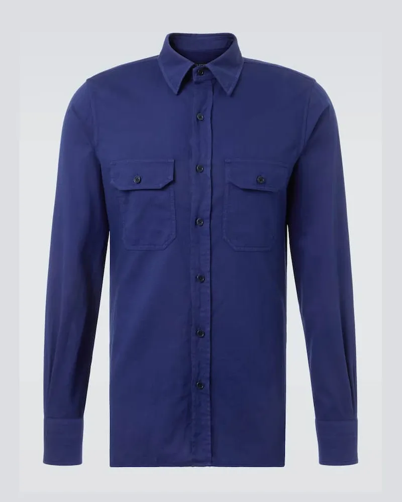 Tom Ford Hemd aus Drill Blau