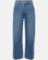 RE/DONE High-Rise Straight Jeans Loose Crop Blau