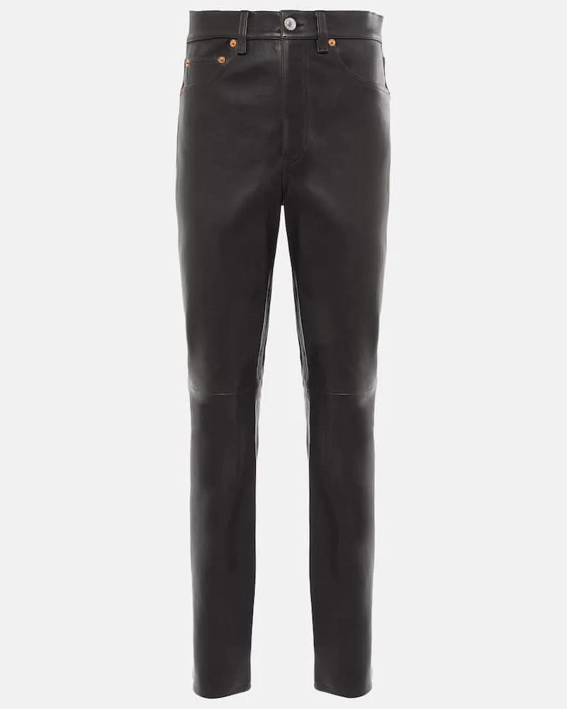 RE/DONE High-Rise-Hose 70s aus Leder Schwarz