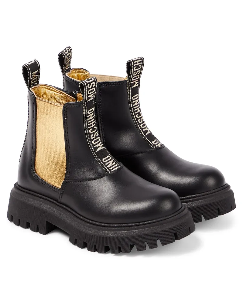 Moschino Chelsea Boots aus Leder Schwarz
