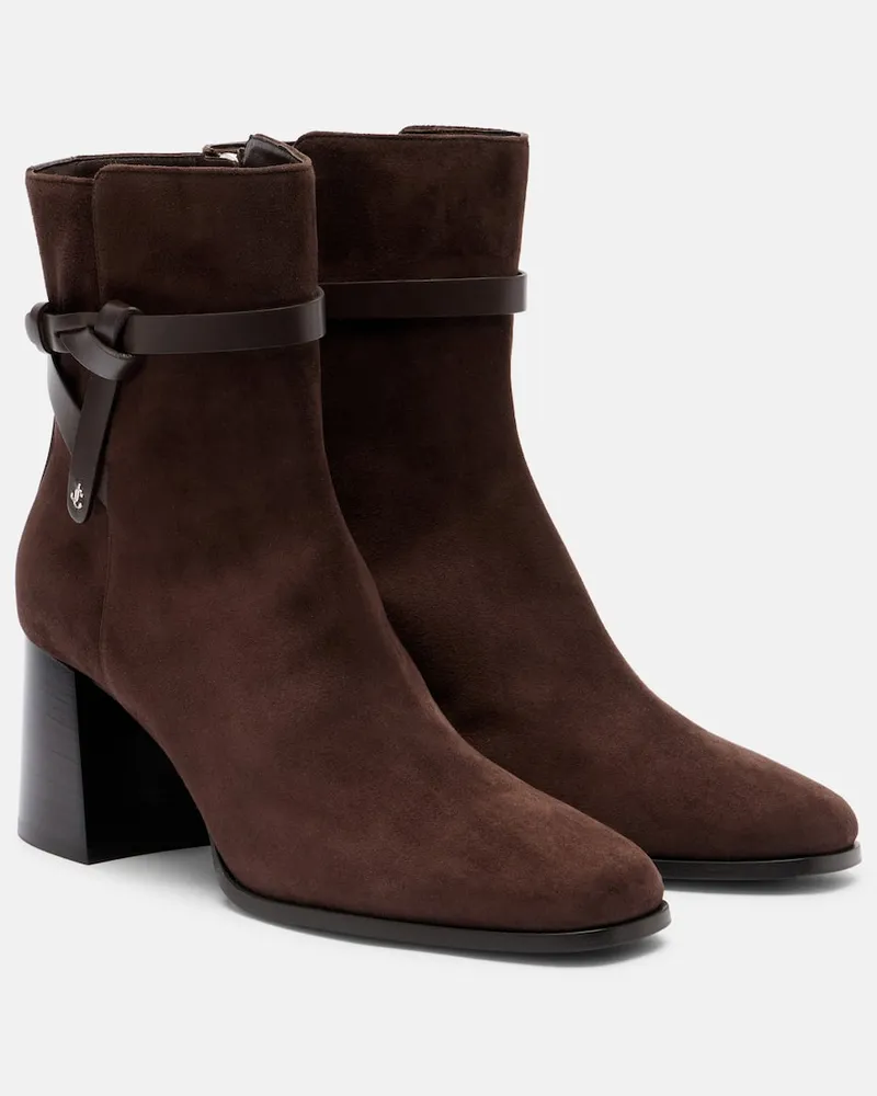 Jimmy Choo Ankle Boots Lawton 65 aus Veloursleder Braun