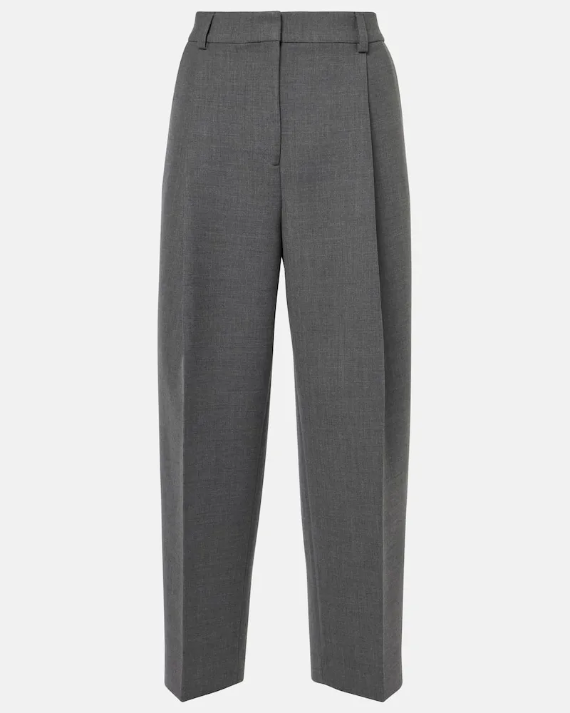 Totême Gerade Low-Rise-Hose Grau