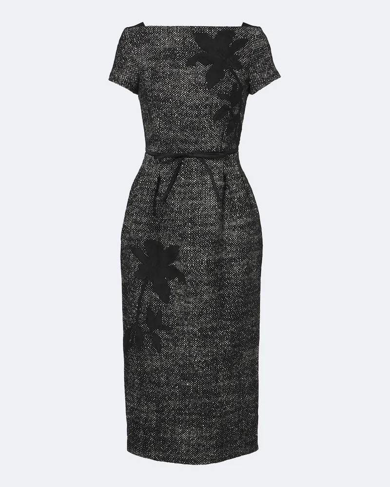 Erdem Besticktes Midikleid aus einem Wollgemisch Schwarz