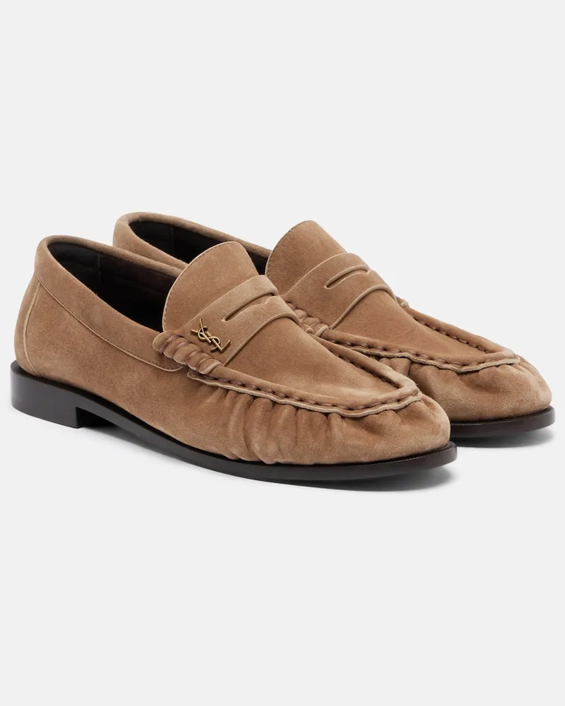 Saint Laurent Loafers Le Loafer aus Veloursleder Beige