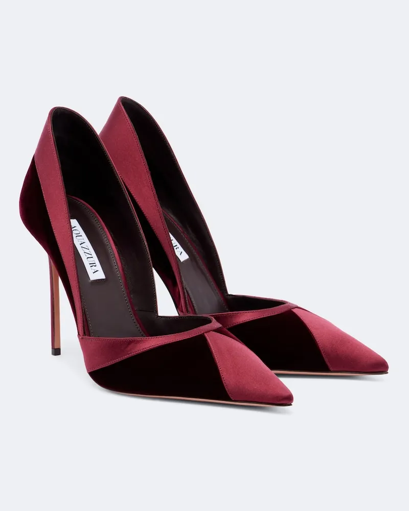Aquazzura Pumps Shadow aus Samt und Satin Burgunderrot