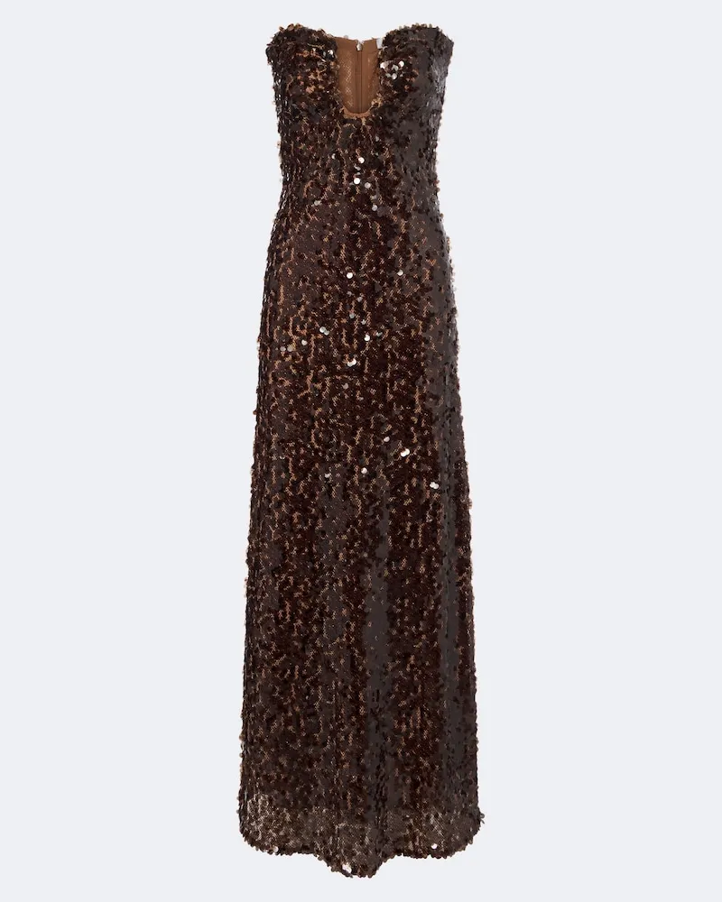 Christopher Esber Bustier-Robe Opaline mit Pailletten Braun