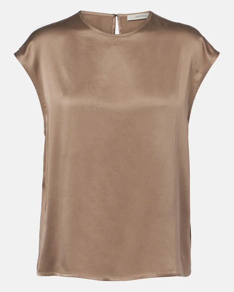 ASCENO Top Dasha aus Seidencharmeuse Grau