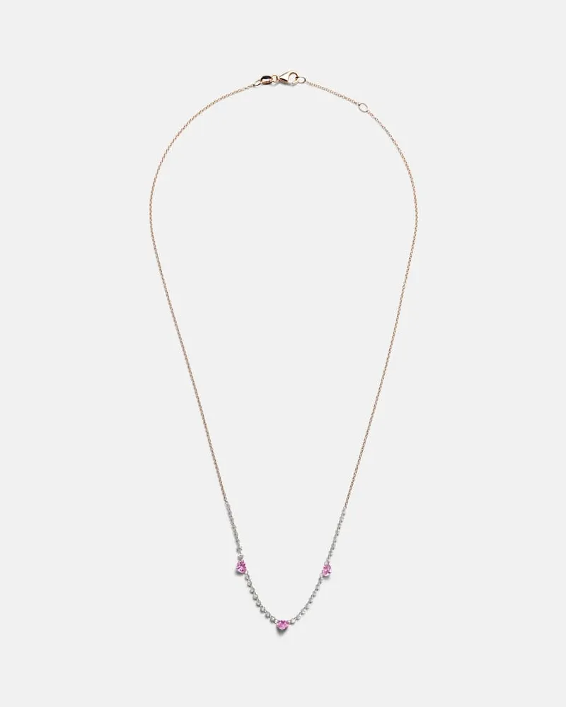 Roxanne First Halskette Triple Drilled aus 14kt Roségold mit Diamanten und Saphiren Gold