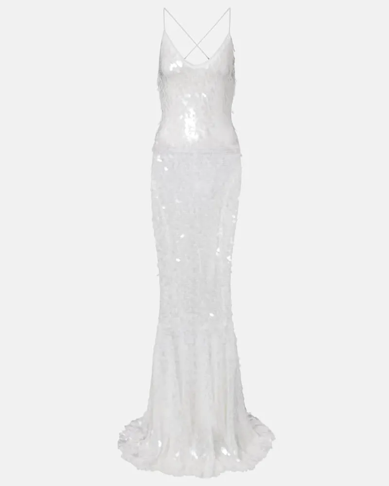 Norma Kamali Robe mit Pailletten Weiß