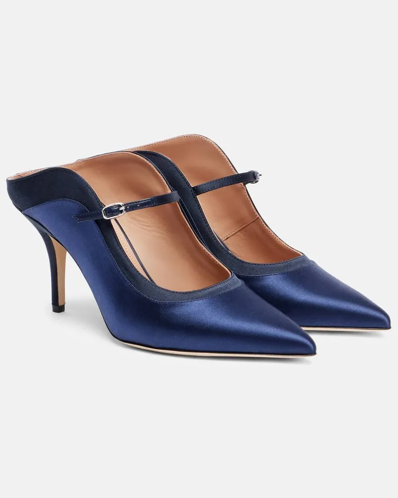 Malone Souliers Mules Delphi 70 aus Satin Blau