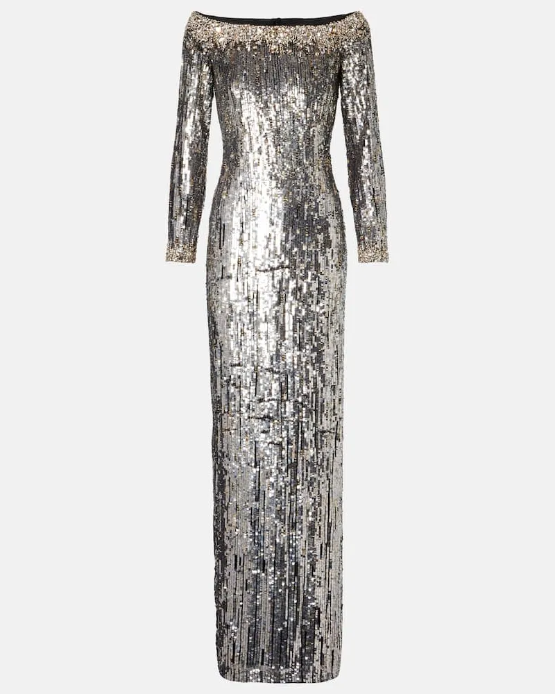 Jenny Packham Robe Marine mit Pailletten Silber