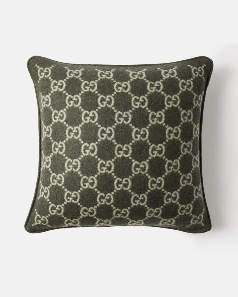 Gucci Kissen GG aus Wolle und Kaschmir Grün