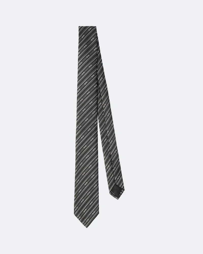 Gucci Krawatte Horsebit aus Seiden-Jacquard Grau