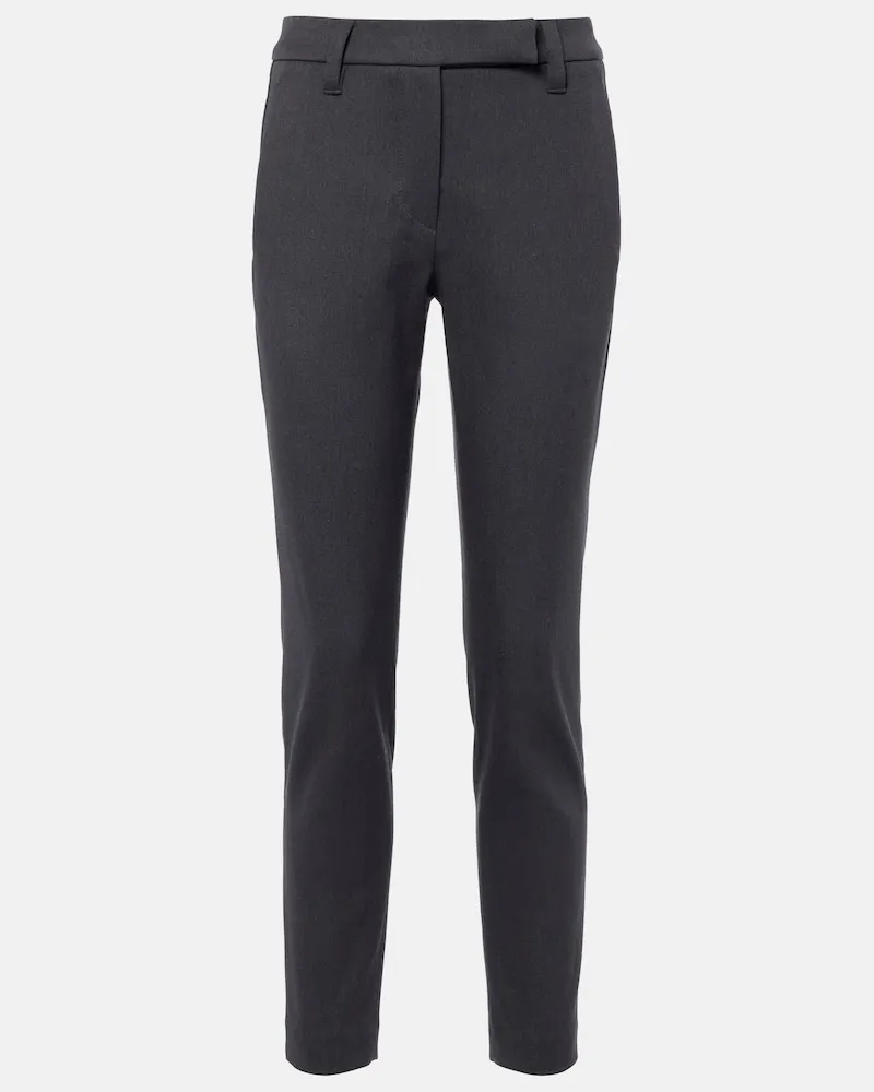 Brunello Cucinelli Schmale Hose aus einem Baumwollgemisch Grau