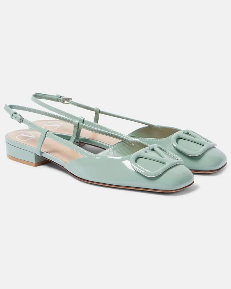 Valentino Garavani Slingback-Ballerinas VLogo Signature aus Lackleder Grün