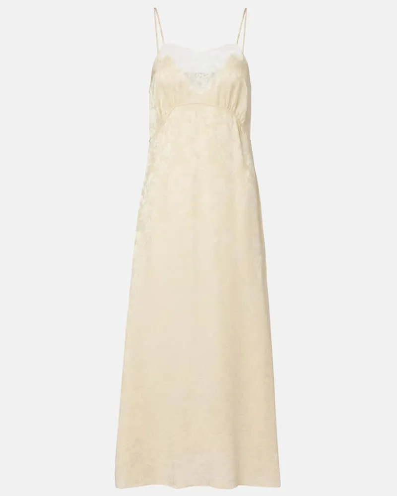 Chloé Chloé Midikleid aus Seiden-Jacquard mit Spitze Gelb