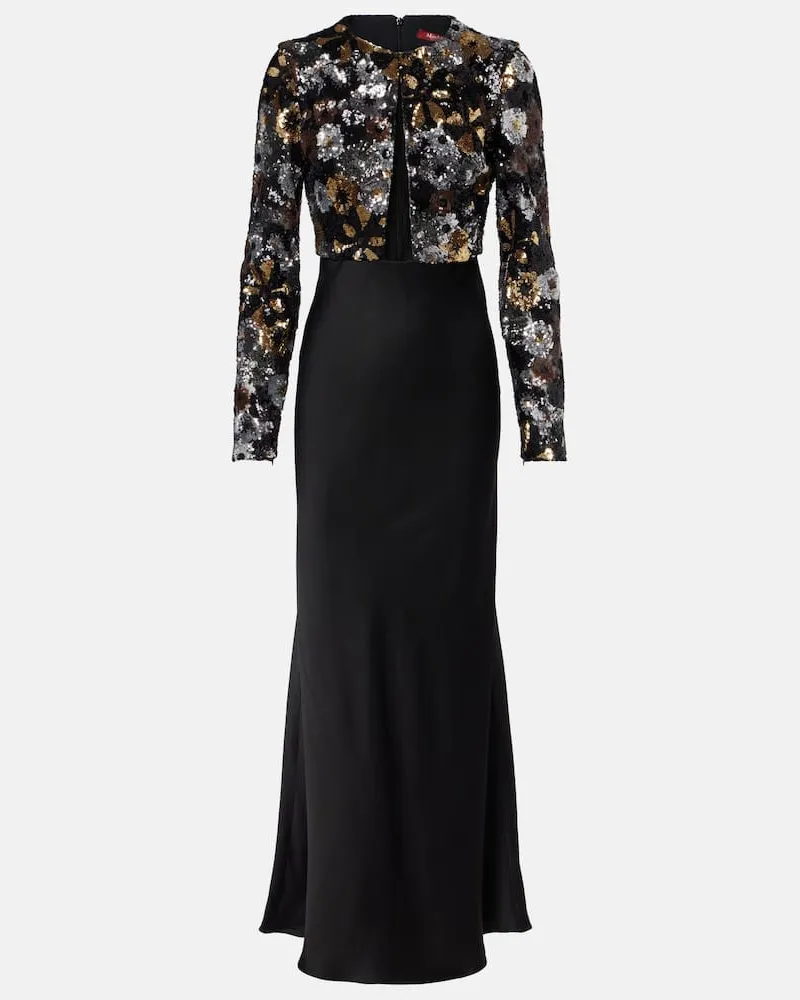 Max Mara Maxikleid Lastra mit Pailletten Schwarz