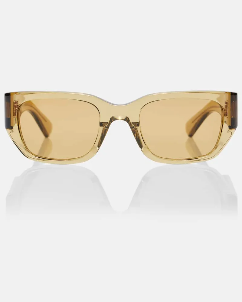 Bottega Veneta Eckige Sonnenbrille Intrecciato Gelb