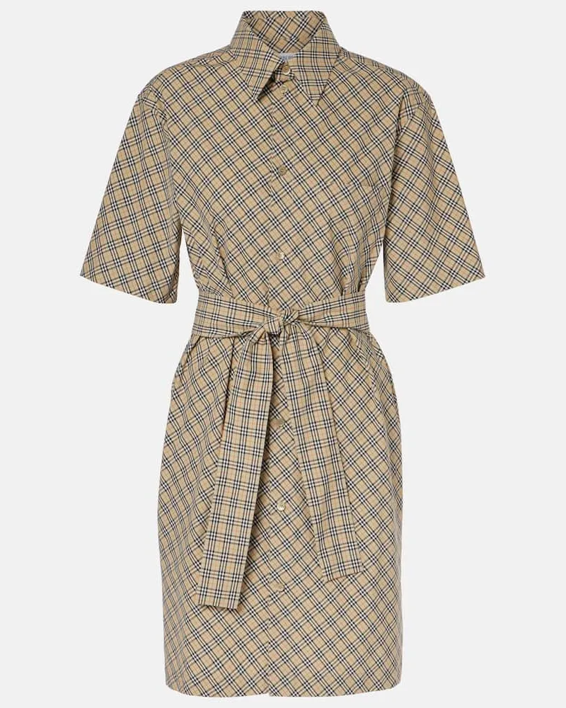 Burberry Hemdblusenkleid  Check aus Baumwolle Beige