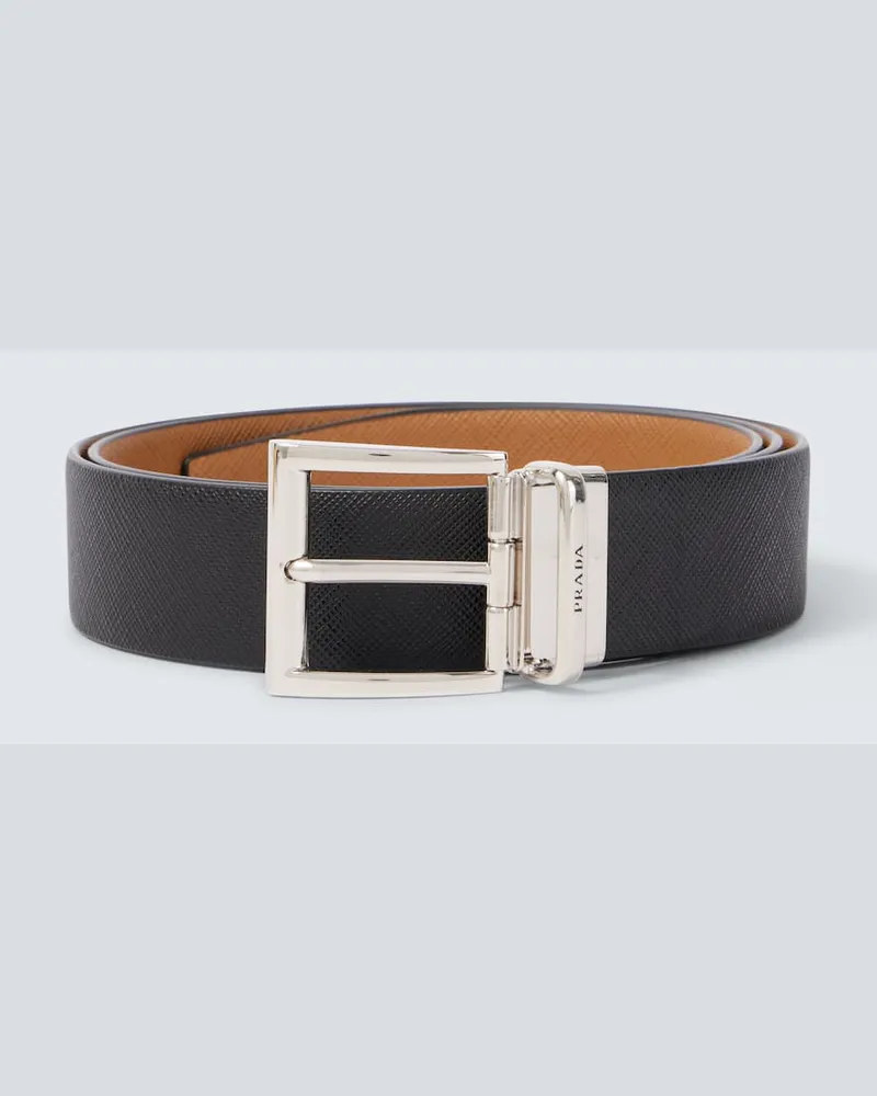 Prada Wendbarer Gürtel aus Saffiano-Leder Schwarz
