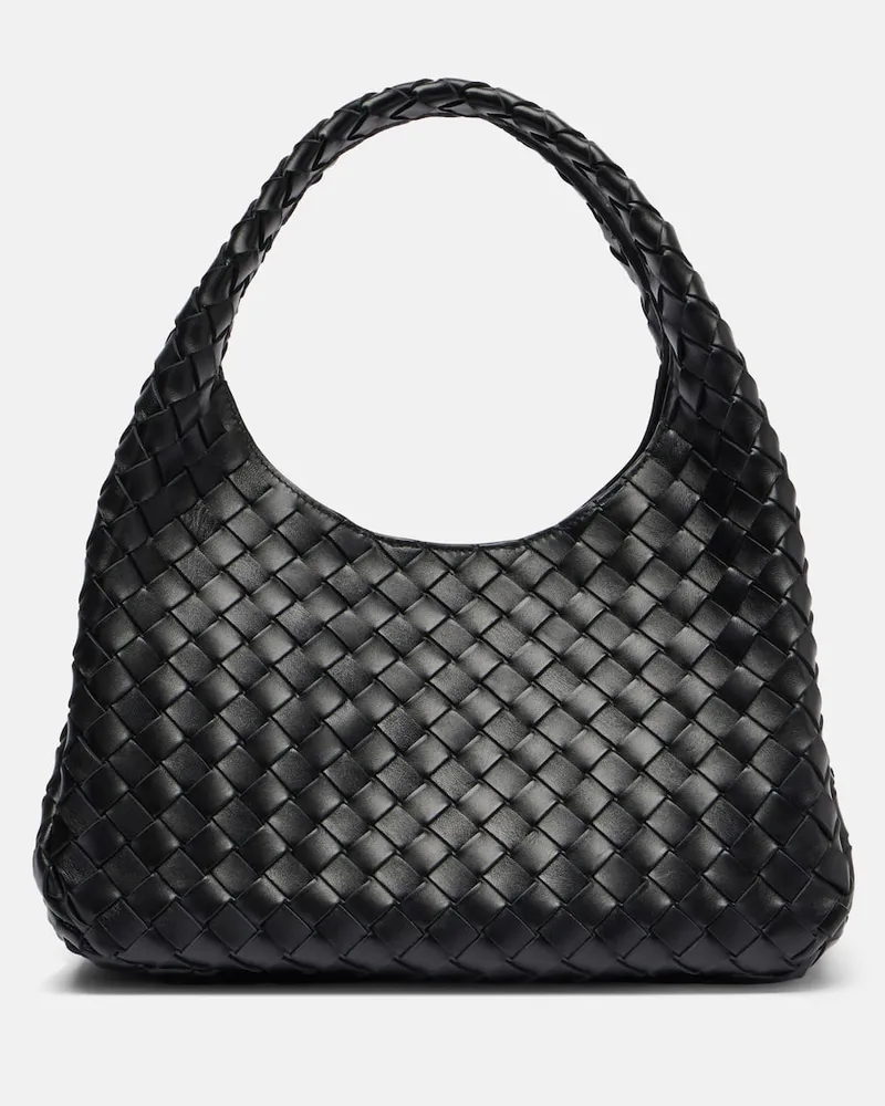 Bottega Veneta Schultertasche Campana Medium aus Leder Schwarz