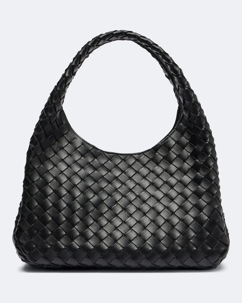 Bottega Veneta Schultertasche Campana Medium aus Leder Schwarz