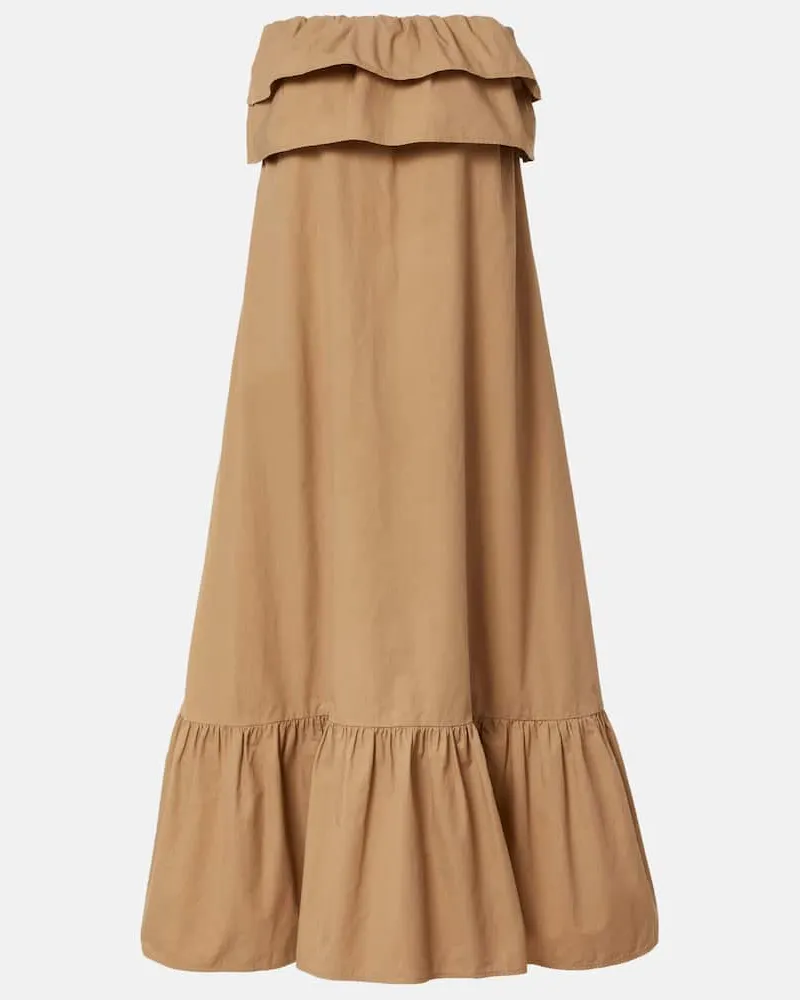 Saint Laurent Maxikleid aus Baumwolle Beige