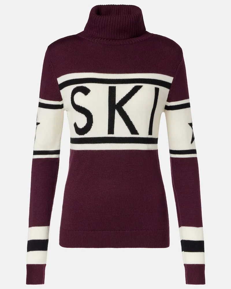 Perfect Moment Pullover Schild aus Wolle Burgunderrot