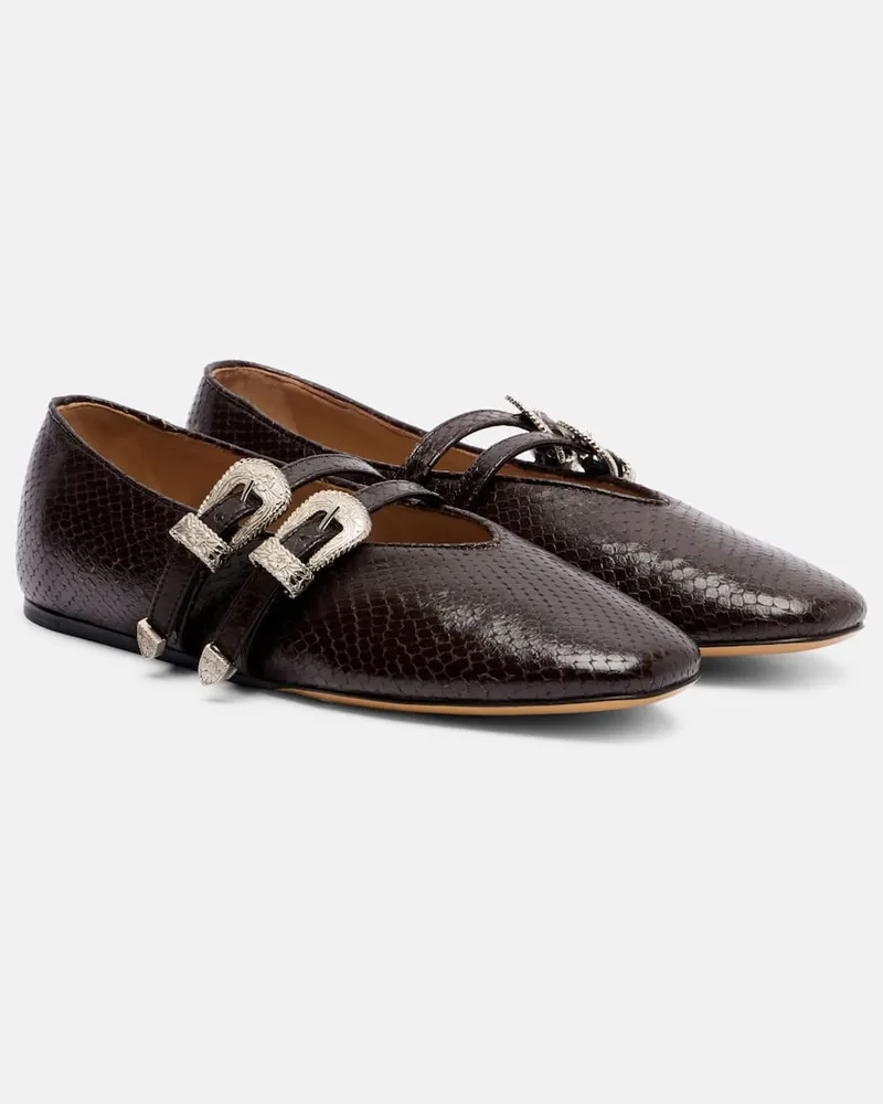 Le Monde Béryl Le Monde Béryl Mary-Jane-Ballerinas Claudia aus Leder Braun