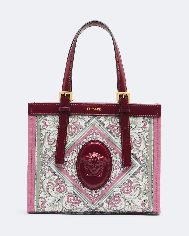 Versace Bedruckte Henkeltasche Rivière Mini aus Canvas Multicolor