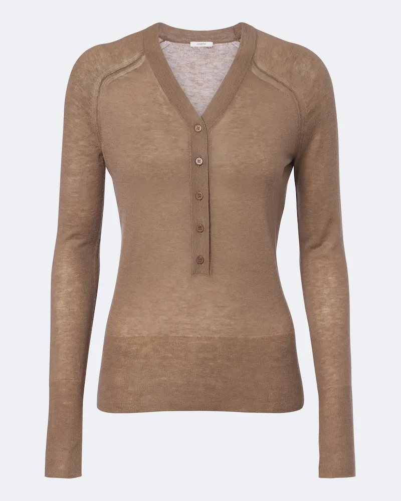 Joseph Henley-Shirt Reem aus Kaschmir Beige