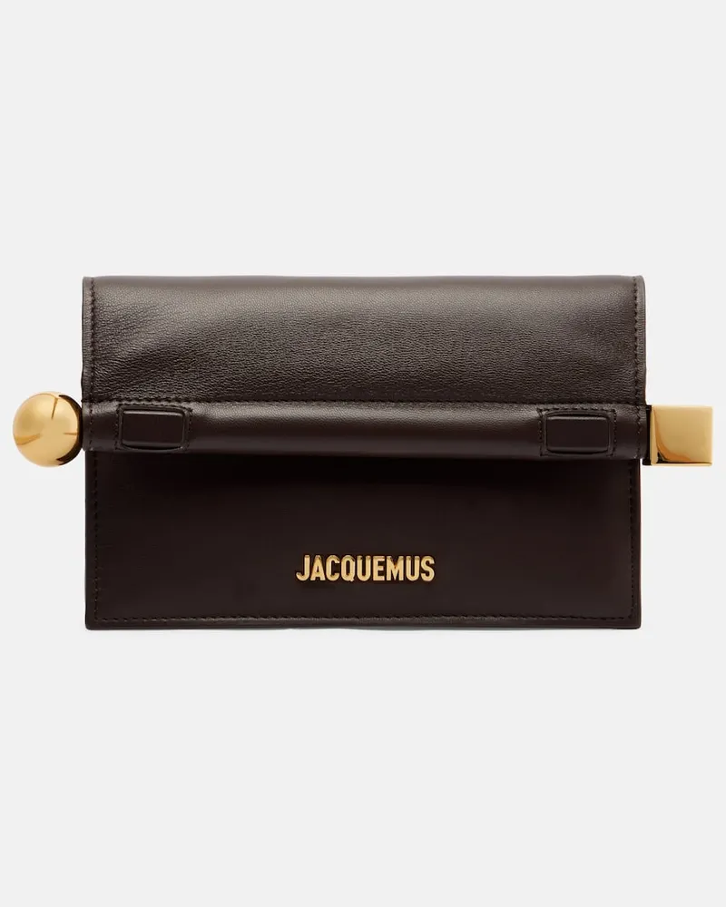 Jacquemus Clutch La Pochette Rond Carré Small aus Leder Braun