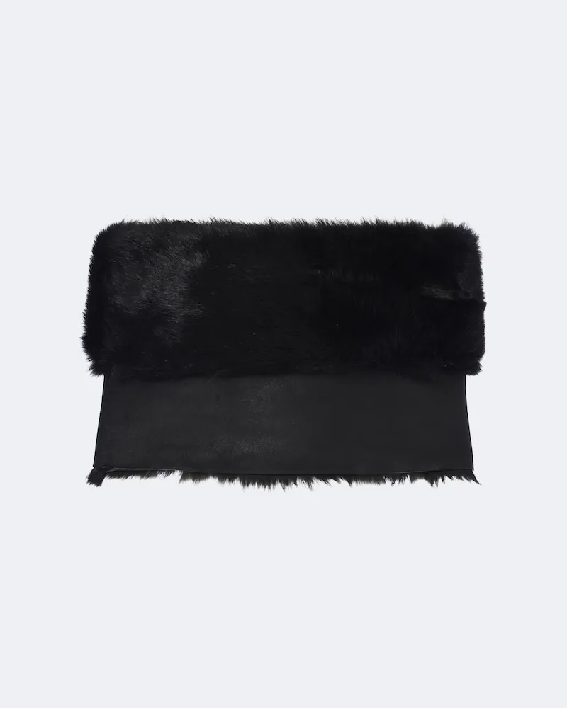 Gucci Off-Shoulder Cropped Top aus Shearling Schwarz