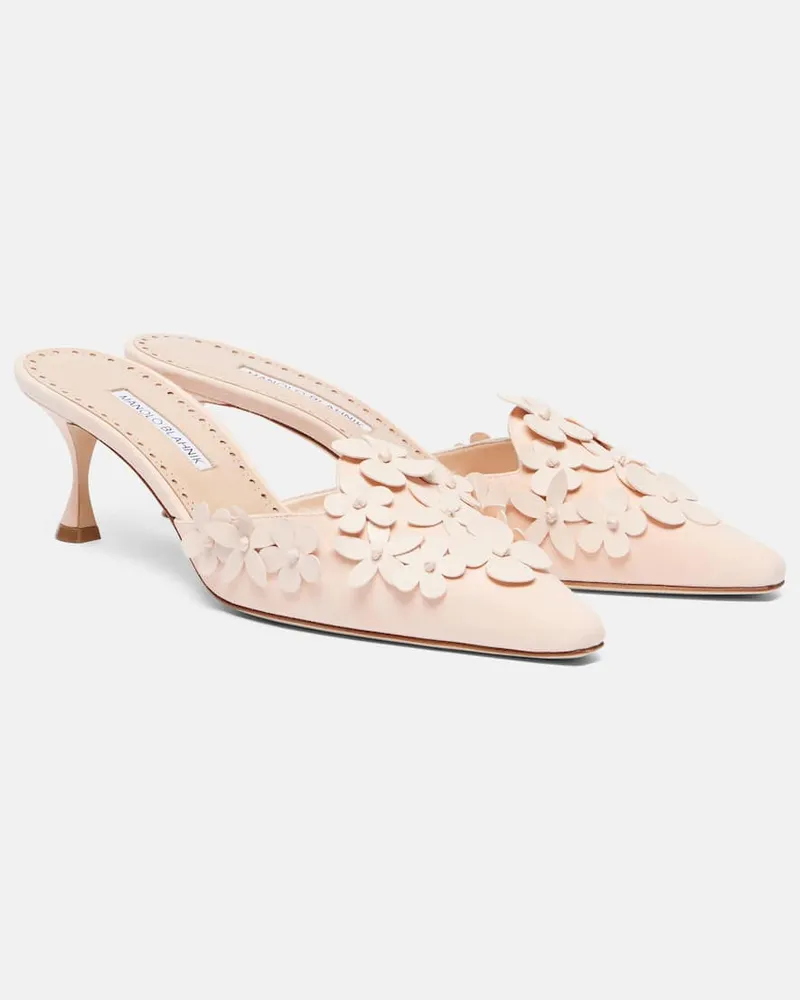 Manolo Blahnik Mules Harnes 50 aus Leder Rosa