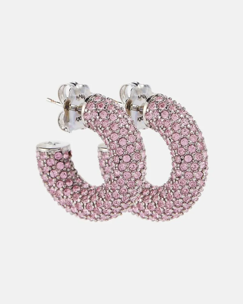 Amina Muaddi Ohrringe Cameron Small mit Kristallen Rosa