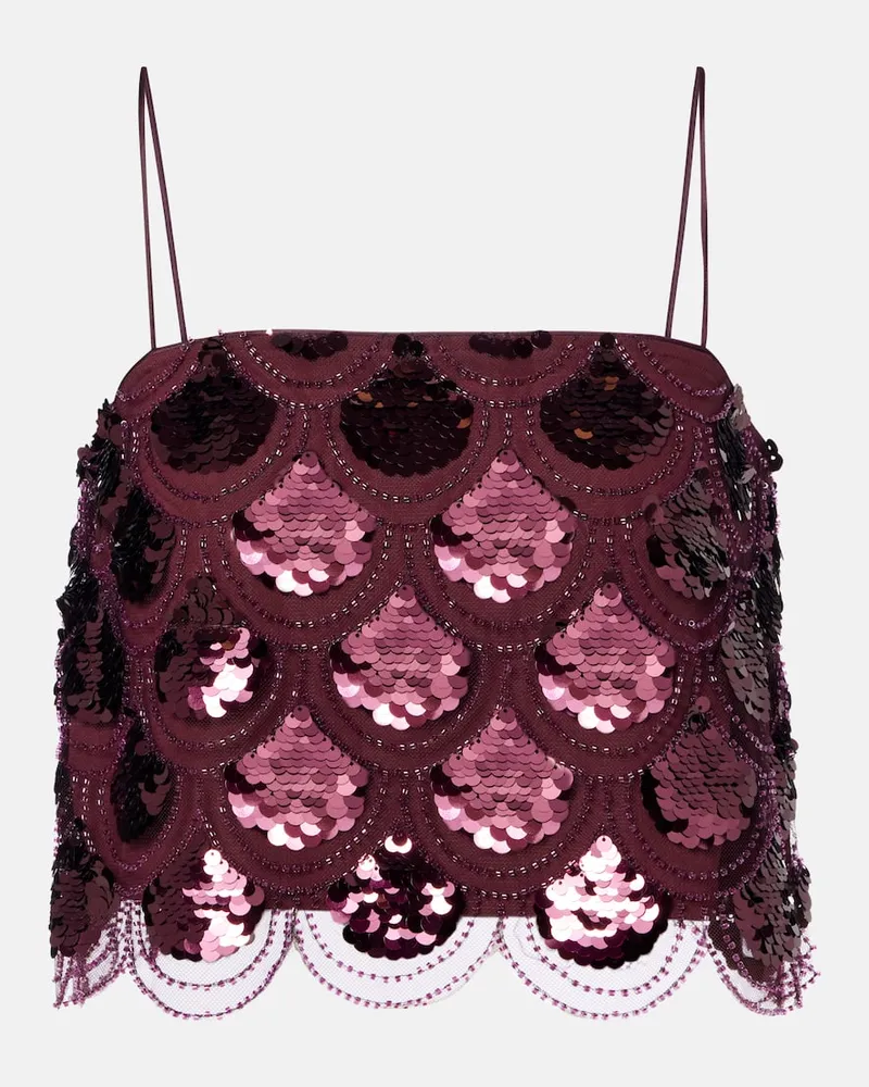 ROTATE Birger Christensen Verziertes Cropped-Top Burgunderrot